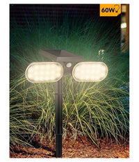 Faretto Doppio A Led Snodabile Ricaricabile Pannello Solare Picchetto Yh0518-pir         