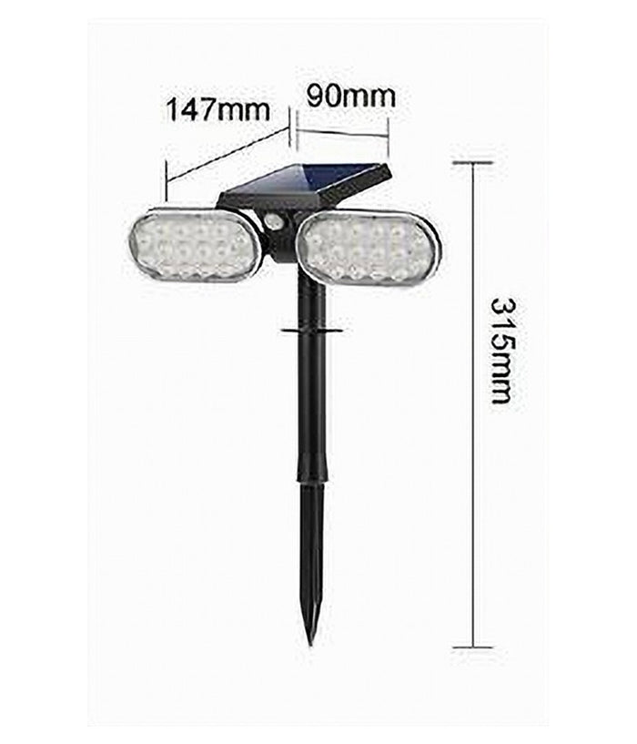 Faretto Doppio A Led Snodabile Ricaricabile Pannello Solare Picchetto Yh0518-pir         