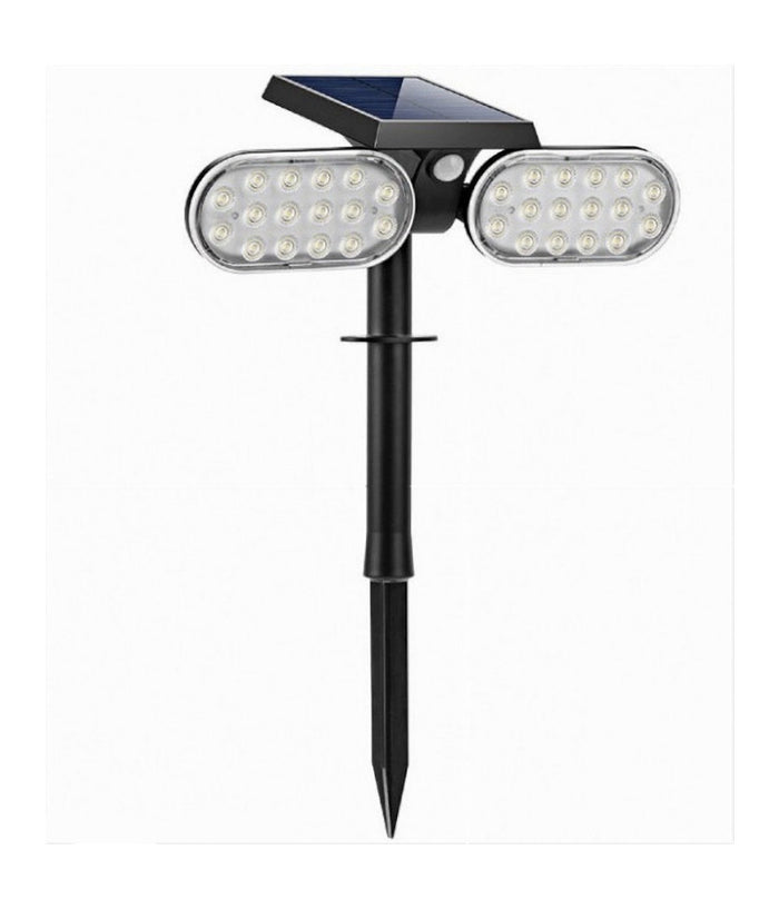 Faretto Doppio A Led Snodabile Ricaricabile Pannello Solare Picchetto Yh0518-pir         