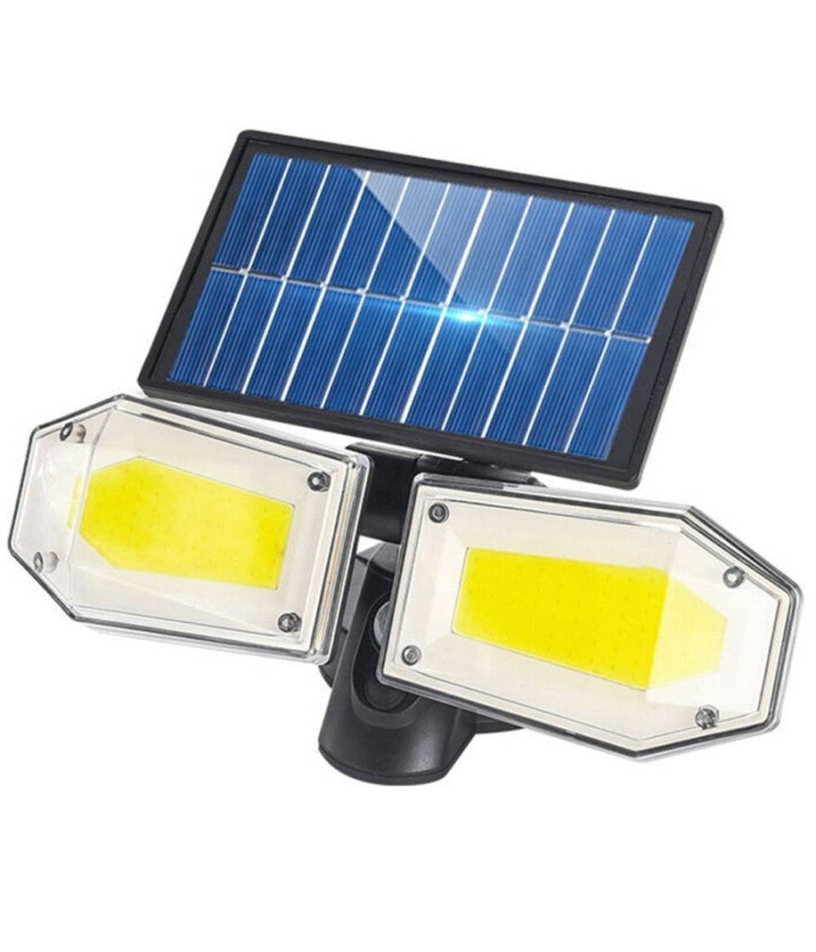 Faretto Doppio A Parete Con Pannello Solare Sensore Movimento E Crepuscolare 270         