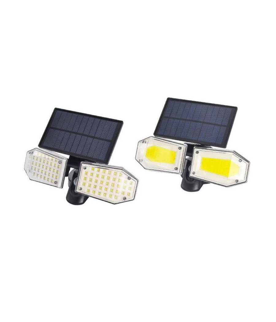 Faretto Doppio A Parete Con Pannello Solare Sensore Movimento E Crepuscolare 270         