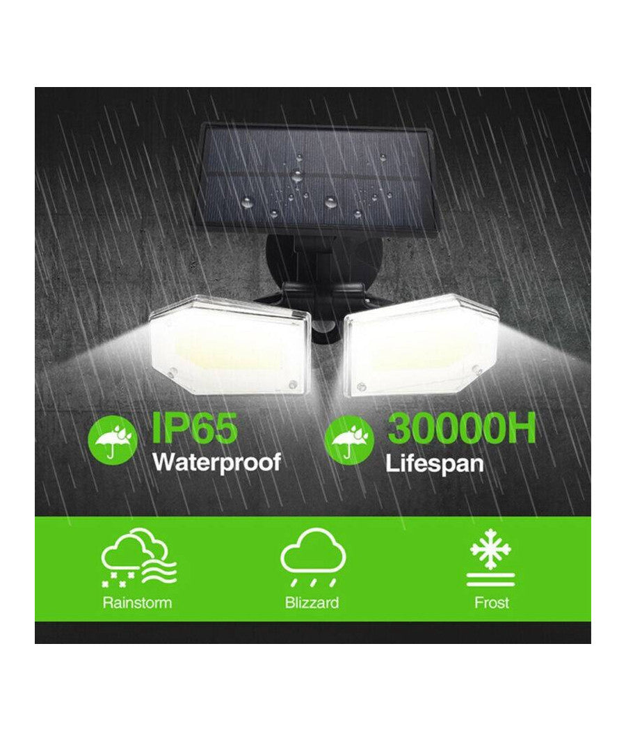 Faretto Doppio A Parete Con Pannello Solare Sensore Movimento E Crepuscolare 270         