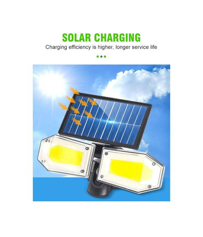 Faretto Doppio A Parete Con Pannello Solare Sensore Movimento E Crepuscolare 270         