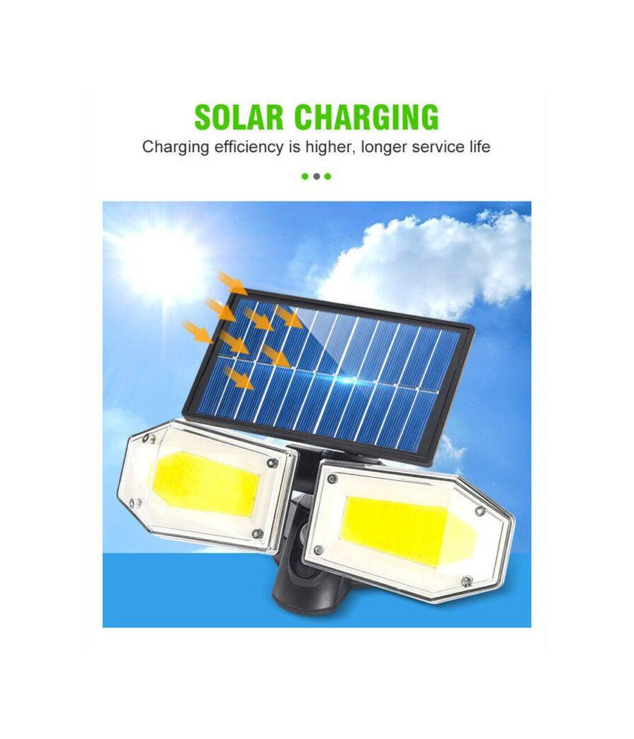 Faretto Doppio A Parete Con Pannello Solare Sensore Movimento E Crepuscolare 270         