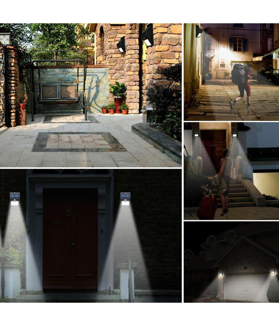 Faretto Faro 20 Led Con Pannello Solare Sensore Di Movimento E Crepuscolare         