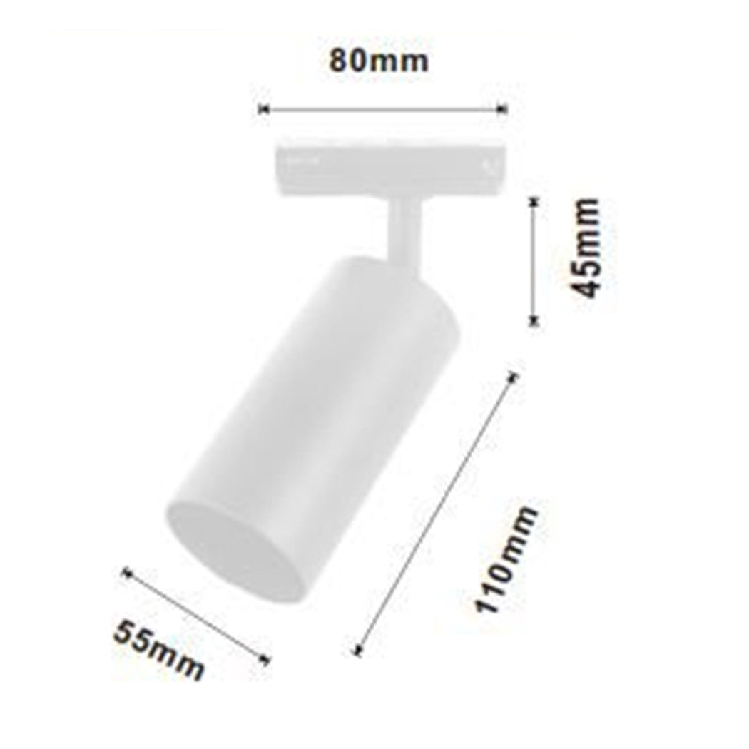 Trade Shop - Faretto Faro A Cilindro Attacco Gu10 Per Binario Track Bianco Ip20 Da Interni 00731         