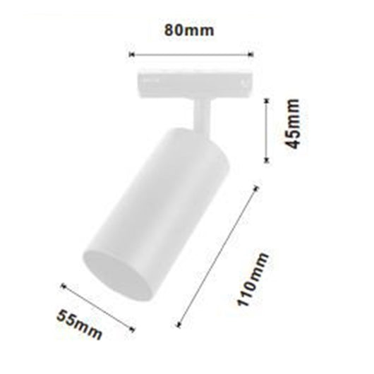 Trade Shop - Faretto Faro A Cilindro Attacco Gu10 Per Binario Track Bianco Ip20 Da Interni 00731         