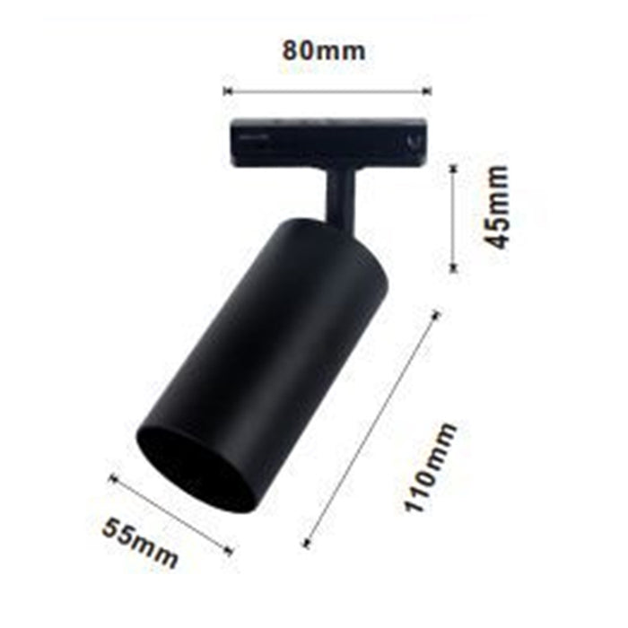 Trade Shop - Faretto Faro A Cilindro Attacco Gu10 Per Binario Track Nero Ip20 Da Interni 00724         