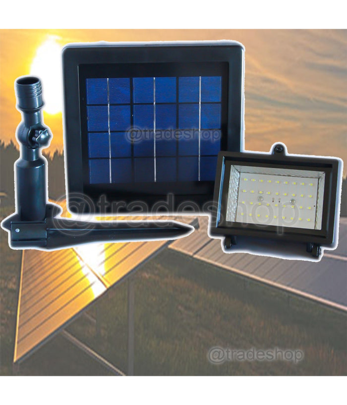 Faretto Faro Ad Energia Solare 36 Led Smd Da Giardino Pannello Batteria Ricarica         