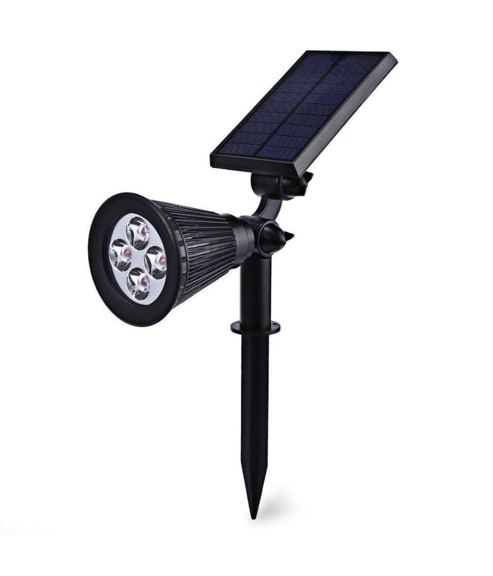 Faretto Faro Led Giardino 4 Led Picchetto Pannello Energia Solare Giardino Ip65         