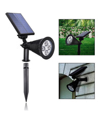 Faretto Faro Led Giardino 4 Led Picchetto Pannello Energia Solare Giardino Ip65         