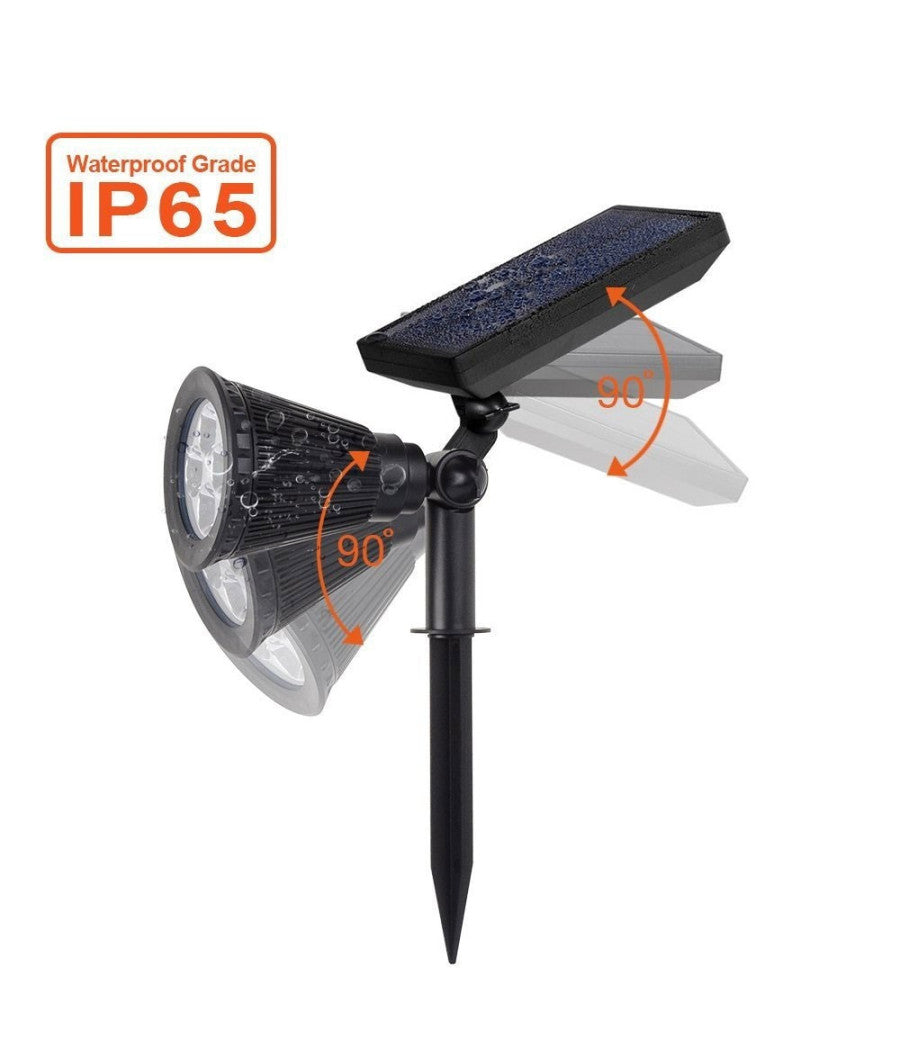 Faretto Faro Led Giardino 4 Led Picchetto Pannello Energia Solare Giardino Ip65         