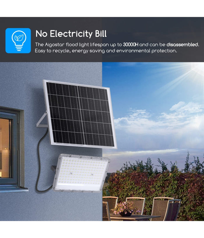 Faretto Faro Led Solare 200 W Telecomando Ip65 Luce Bianco Fredda 6500k Fso-200         