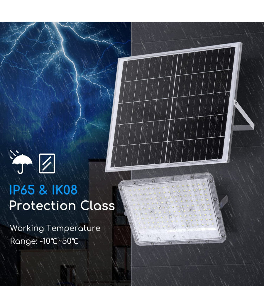 Faretto Faro Led Solare 200 W Telecomando Ip65 Luce Bianco Fredda 6500k Fso-200         