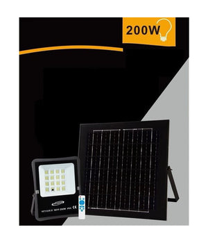 Faretto Faro Led Solare 200w Telecomando Ip65 Luce Bianca Fredda 6500k S01f-200w         