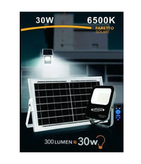 Faretto Faro Led Solare 30w Con Telecomando Ip65 Luce Bianco Fredda 6500k Fso30w         