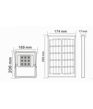 Faretto Faro Led Solare 50 W Telecomando Ip65 Luce Bianca Fredda 6500k S01f-50w         
