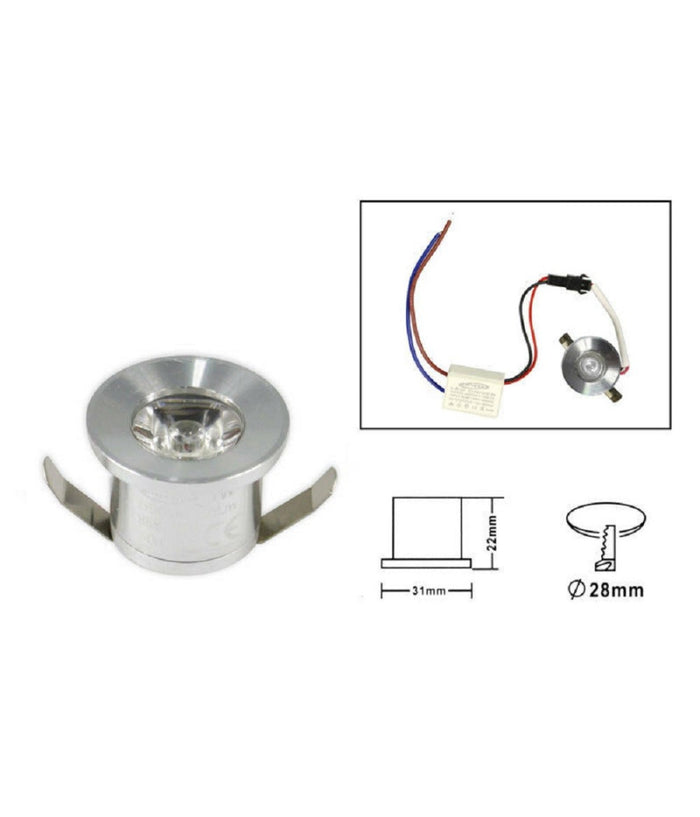 Faretto Incasso Led 1 Watt Mini Spot Luce Fredda Calda Naturale Blu Verde Rossa  -bianco Caldo      -