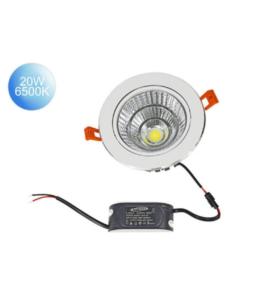Faretto Incasso Led Cob 20 W Luce Fredda 6500k Calda 3000k Naturale 4000k P-120         