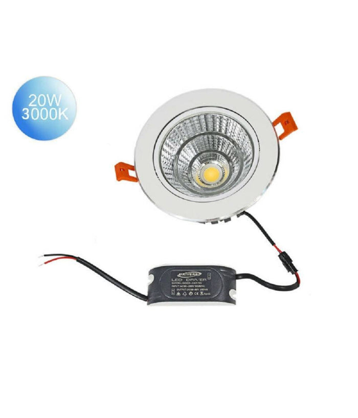 Faretto Incasso Led Cob 20 W Luce Fredda 6500k Calda 3000k Naturale 4000k P-120         