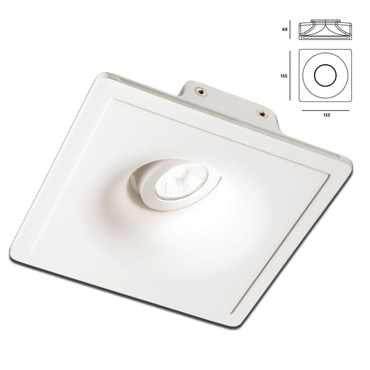 *STOCK* Portafaretto In Gesso Ceramico ad incasso Orientabile 155x155mm 40W GU10 IP20