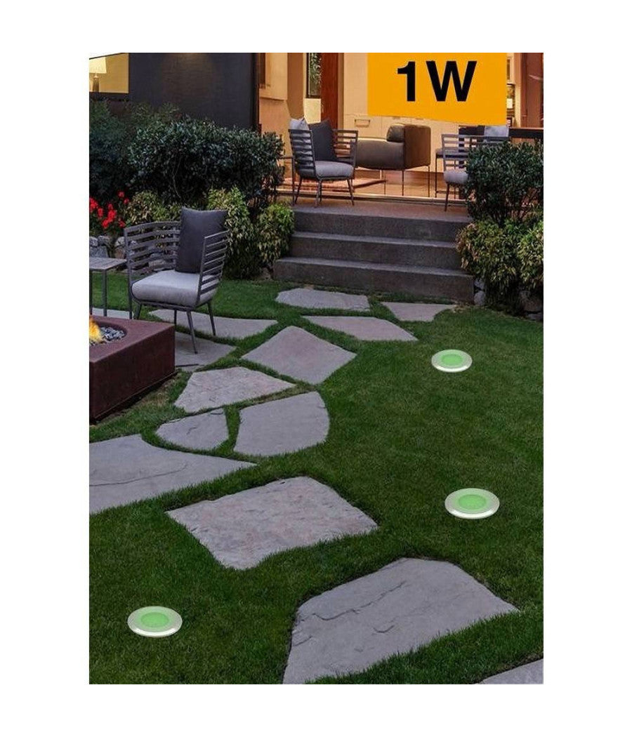 Faretto Incasso Segnapasso 12v 1 Watt Luce 6500k 3000k 4000k Verde Blu Ip68 Es41  -verde      -