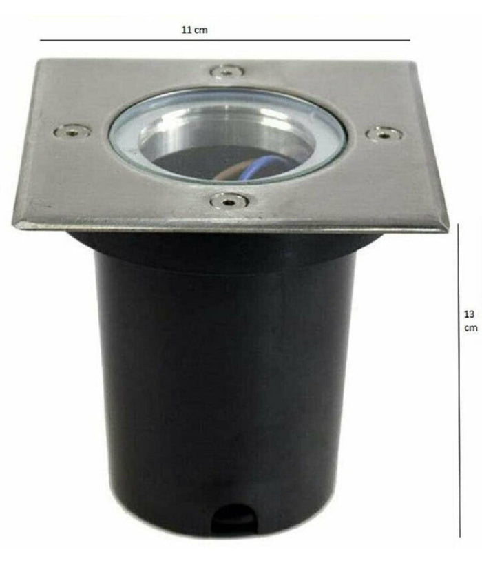 Faretto Incasso Segnapasso Quadrato Luce Gu10 Calpestabile Esterno Giardino Es13         