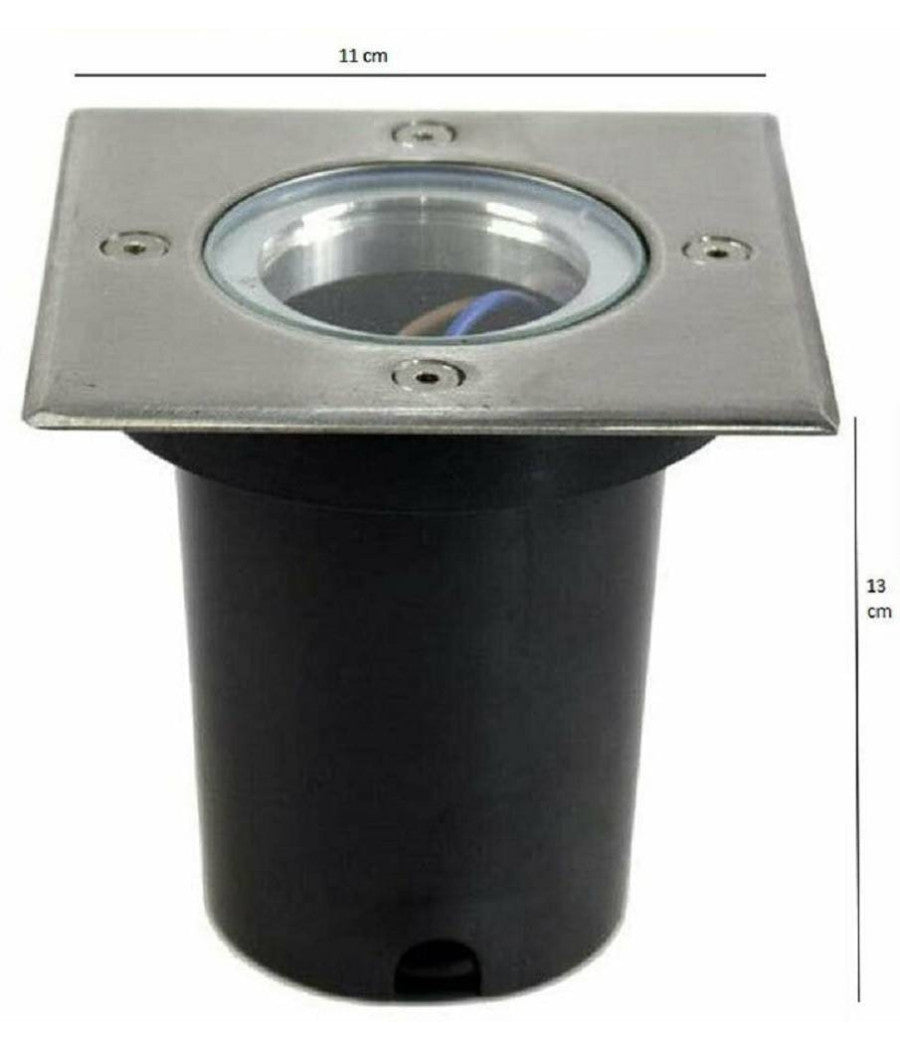 Faretto Incasso Segnapasso Quadrato Luce Gu10 Calpestabile Esterno Giardino Es13         