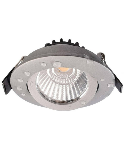 Faretto Incasso Tondo Slim Luce Soffitto Box Doccia Led 8w Orientabile Dimmerabile  Silver-bianco Caldo      -