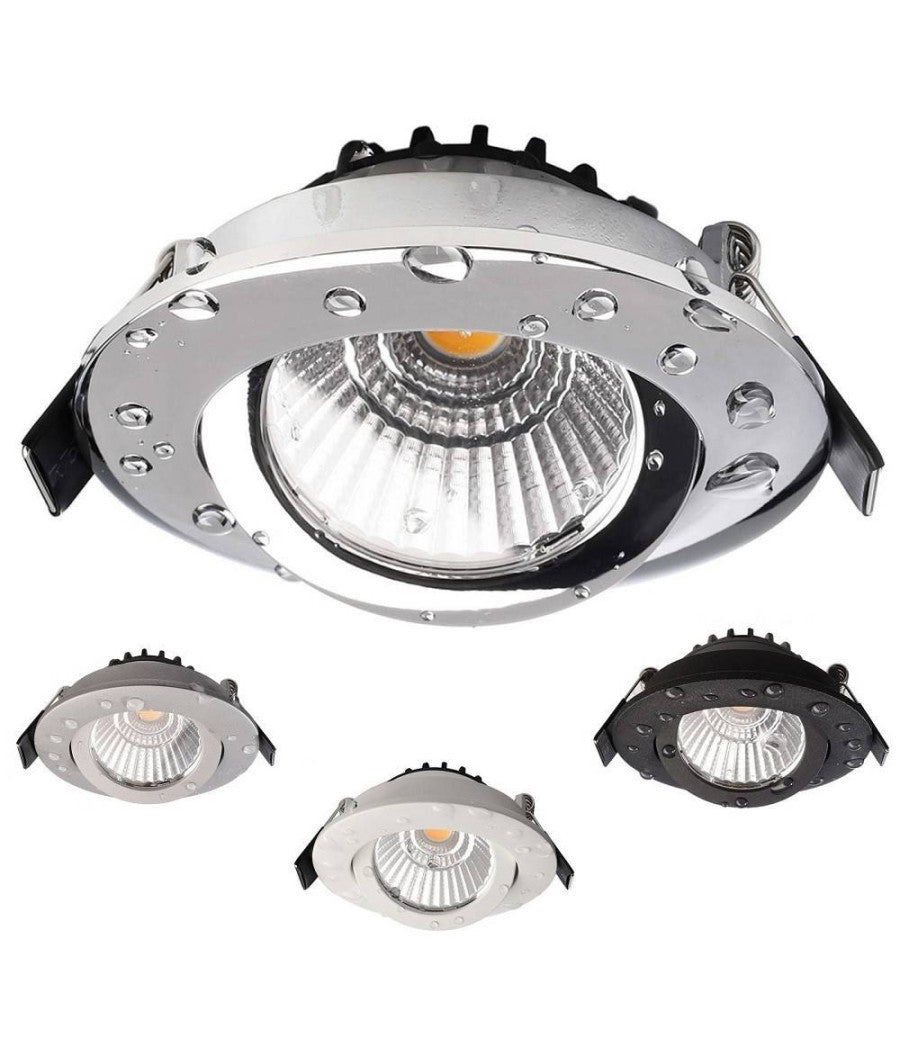 Faretto Incasso Tondo Slim Luce Soffitto Box Doccia Led 8w Orientabile Dimmerabile         