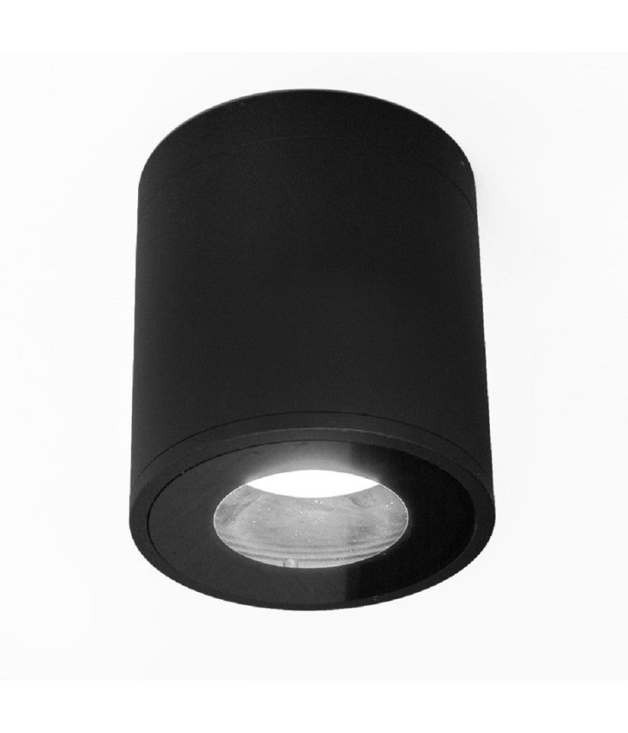 Faretto Lampada Soffitto Attacco Gu10 Plafoniera Tonda Esterno Led Impermeabile  Nero       