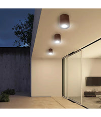 Faretto Lampada Soffitto Attacco Gu10 Plafoniera Tonda Esterno Led Impermeabile  Marrone       