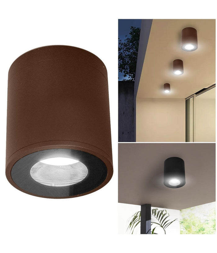 Faretto Lampada Soffitto Attacco Gu10 Plafoniera Tonda Esterno Led Impermeabile         