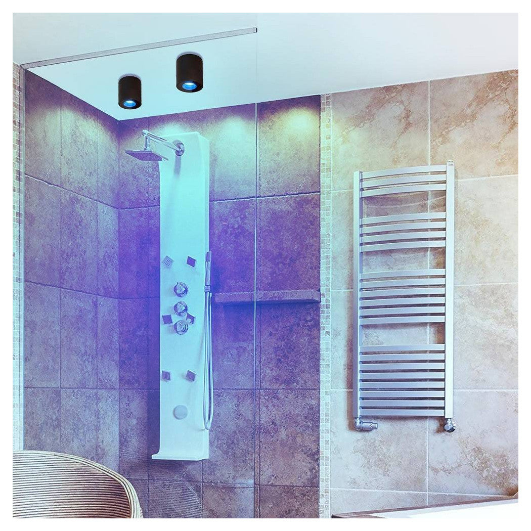 Trade Shop - Faretto Lampada Soffitto Bagno Vasca Box Doccia Portalampada Gu10 Impermeabile Ip65 - Nero