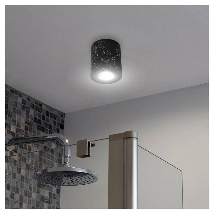 Trade Shop - Faretto Lampada Soffitto Bagno Vasca Box Doccia Portalampada Gu10 Impermeabile Ip65 - Nero