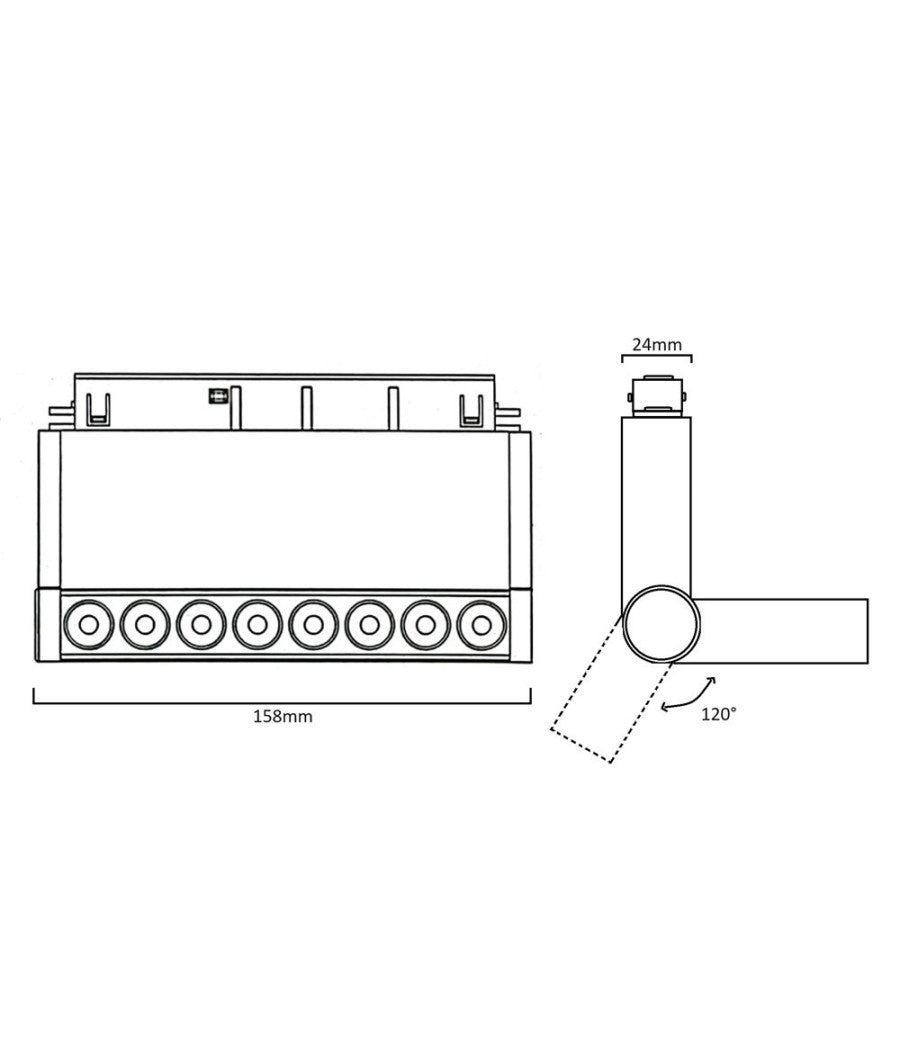 Faretto Led 10 W Magnetico Rettangolare Per Binario 48v Luce 3000k 4000k Fr-r160         