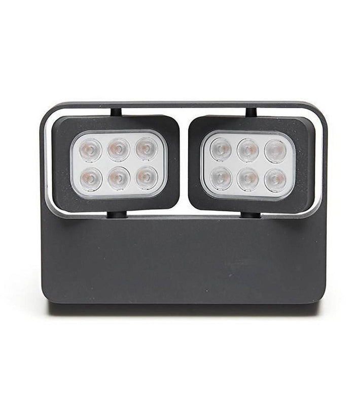 Faretto Led 12w Doppio Diffusore Orientabile Faro Staffa Ip65 Luce Esterni Giardino         