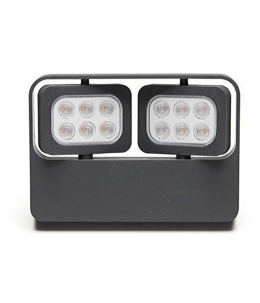 Faretto Led 12w Doppio Diffusore Orientabile Faro Staffa Ip65 Luce Esterni Giardino         