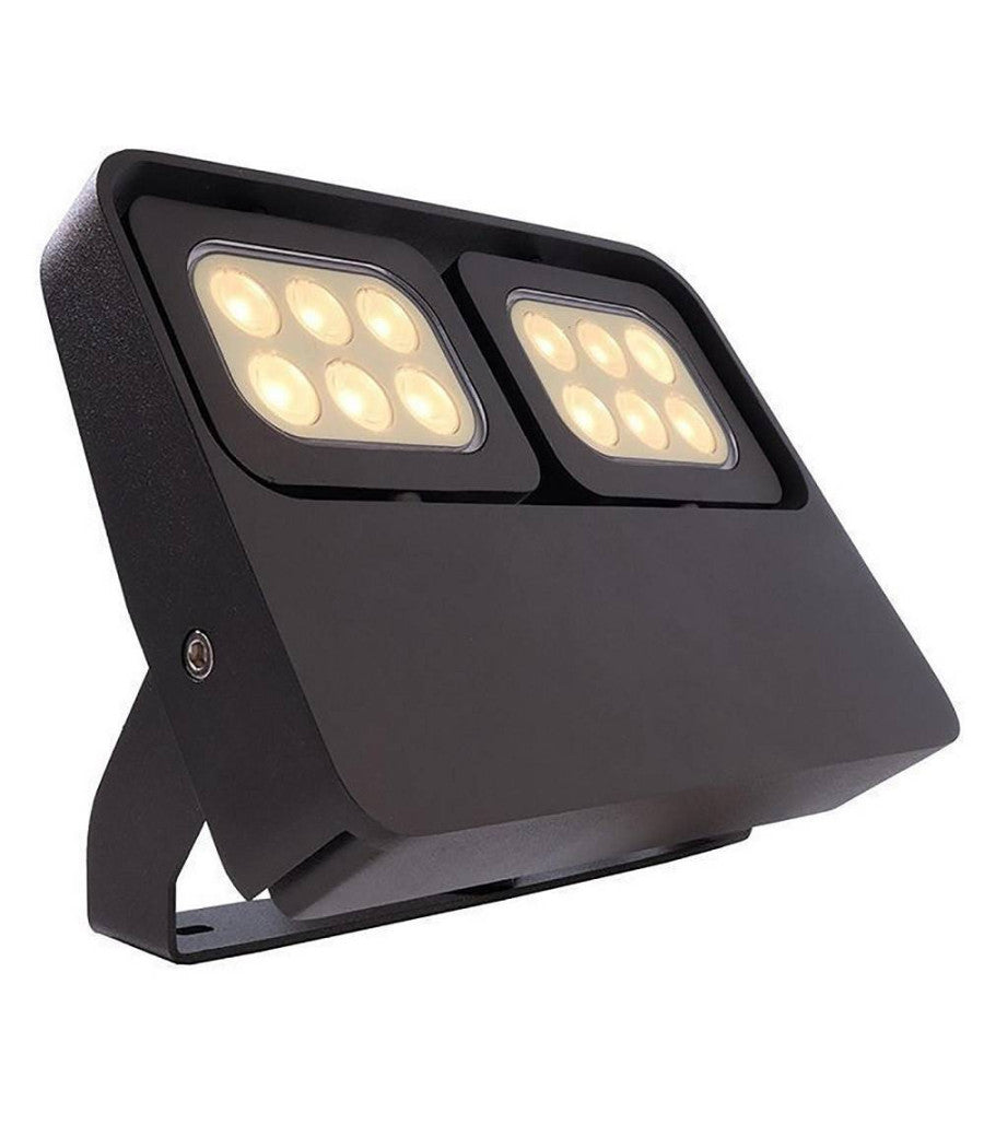 Faretto Led 12w Doppio Diffusore Orientabile Faro Staffa Ip65 Luce Esterni Giardino         