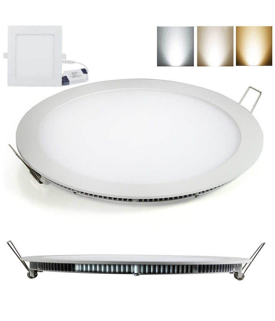 Faretto Led 18w Ultra Slim Quadrato Incasso A Molla Con Led Driver 22.5cm  -bianco Caldo  Tondo    -