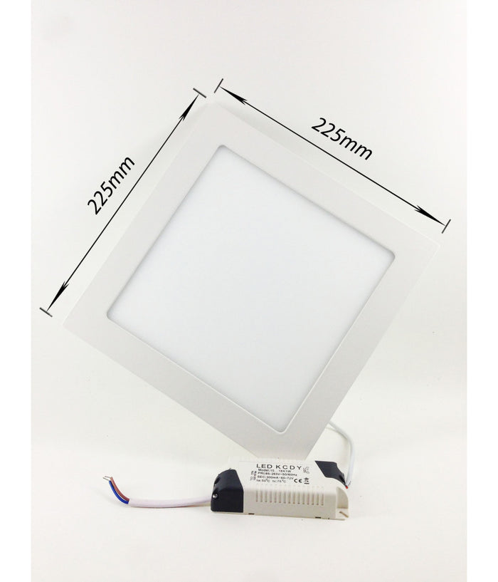 Faretto Led 18w Ultra Slim Quadrato Incasso A Molla Con Led Driver 22.5cm         