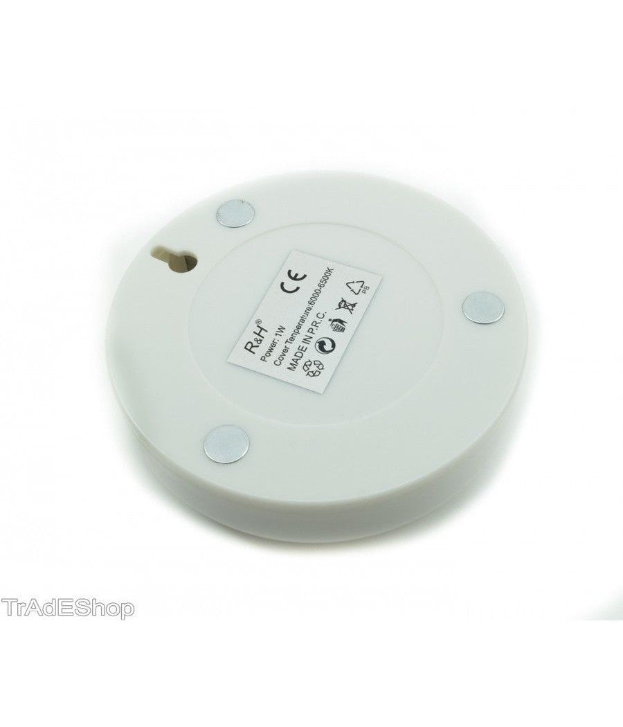 Faretto Led 1w Luce Bianca Fredda 5 Led Armadio Sensore Movimento Calamitata         