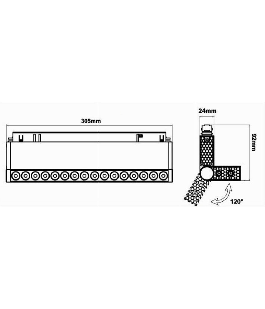 Faretto Led 24 W Magnetico Rettangolare Per Binario 48v Luce 3000k 4000k Fr-r300         