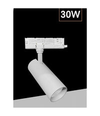 Faretto Led 30 W Binario Track Trifase Faro Luce 4000k Ip20 Nero Bianco Pt4-30w  Bianco       
