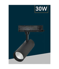 Faretto Led 30 W Binario Track Trifase Faro Luce 4000k Ip20 Nero Bianco Pt4-30w  Nero       