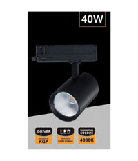 Faretto Led 40 W Per Binario Track Trifase Faro Luce Naturale 4000k Ip20 Pt4-40w  Nero       