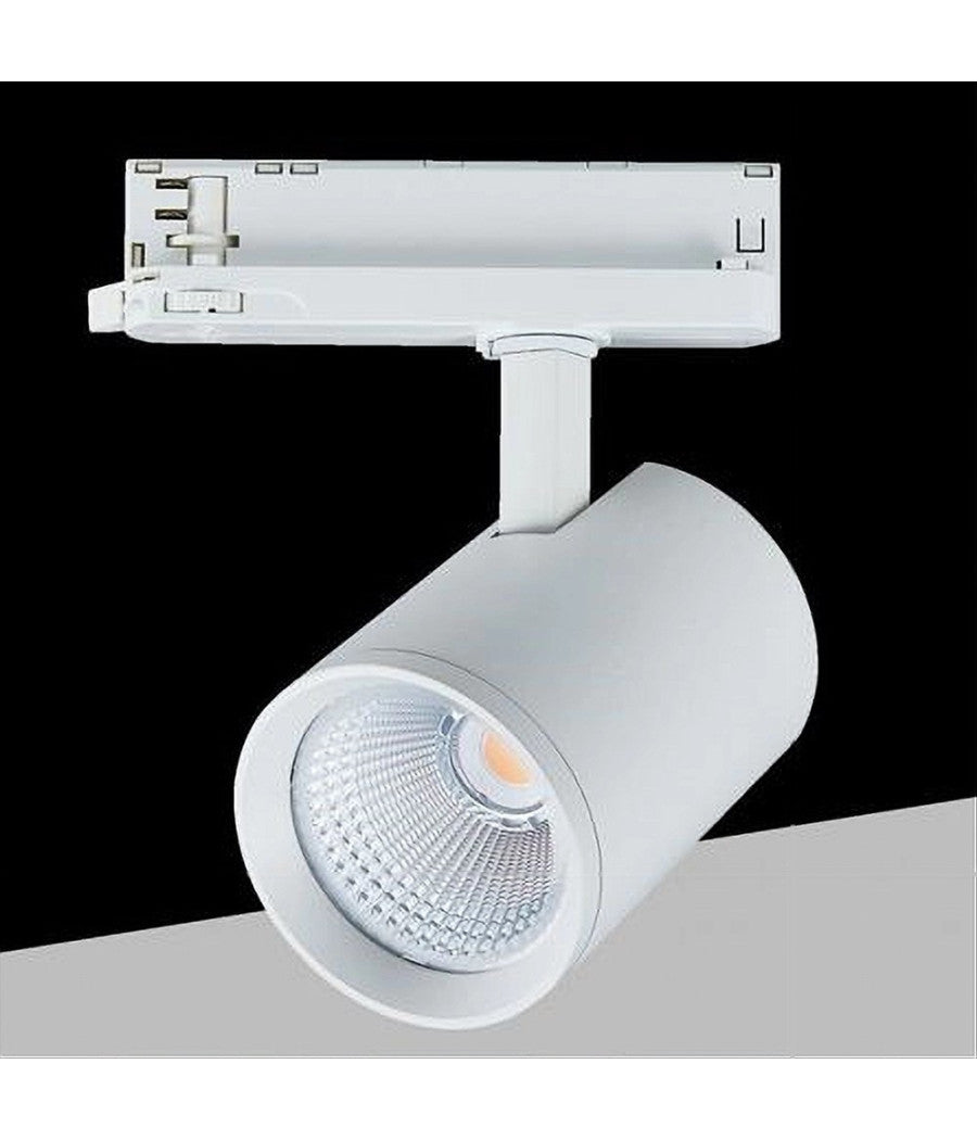 Faretto Led 40 W Per Binario Track Trifase Faro Luce Naturale 4000k Ip20 Pt4-40w  Bianco       