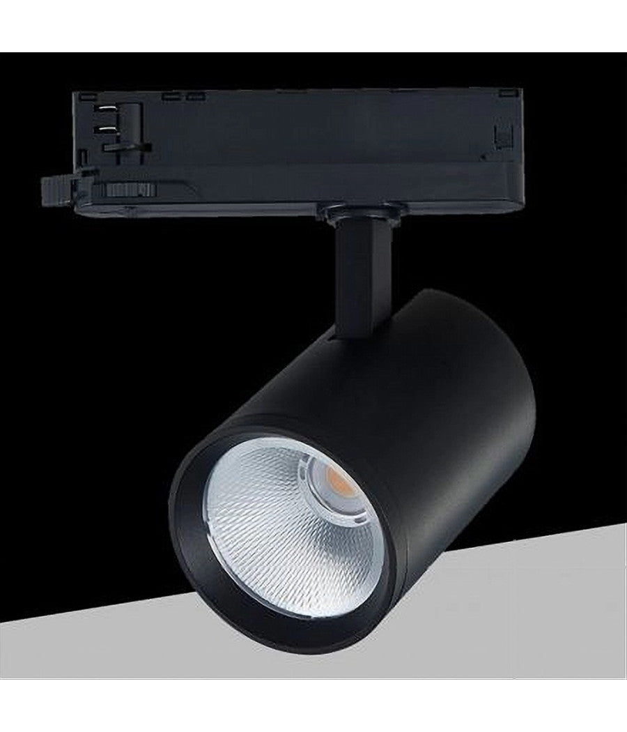 Faretto Led 40 W Per Binario Track Trifase Faro Luce Naturale 4000k Ip20 Pt4-40w  Nero       