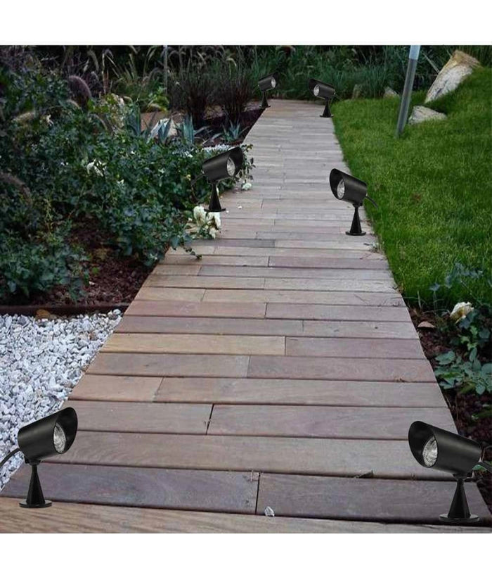 Faretto Led 7w Con Snodo Picchetto Staffa Lampada Per Esterno Segnapassi Ip65 110         