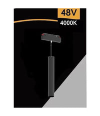 Faretto Led A Cilindro 8w Nero Per Binario Magnetico 48v Luce 3000k 4000k Cob-40         